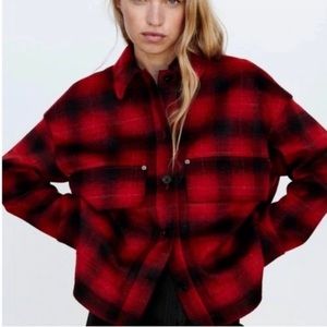 Zara Red and Black Plaid Jacket